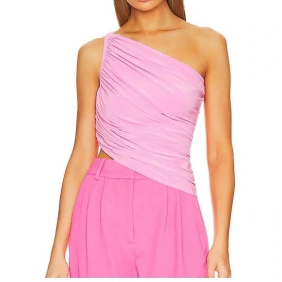 Norma Kamali Pink One-Shoulder Diana Top size medium